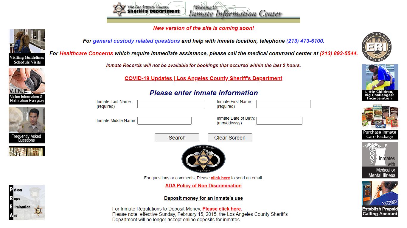 LASD Inmate Information Center - Inmate Search